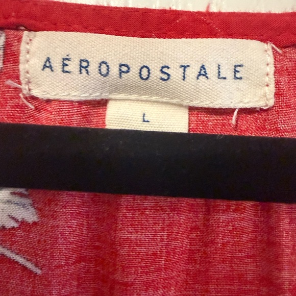 Aeropostale Red Floral Button-Front Mini Dress - Picture 2 of 3
